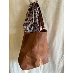 Brown Faux Leather Satchel Bag - 15"x15"x5.5"